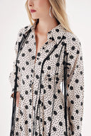 Puantiyeli Belden oturtmalı saçak detaylı gömlek elbise 94445