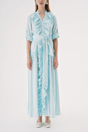 Puantiyeli Fırfırlı uzun gömlek elbise 94470