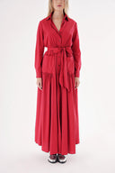 Kırmızı Beli lastikli  uzun gömlek elbise 94498