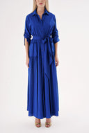 Saks Beli lastikli  uzun gömlek elbise 94498