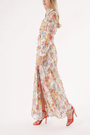 Karışık Renkler Dantel rahat kesim uzun gömlek elbise 94512