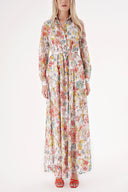 Karışık Renkler Dantel rahat kesim uzun gömlek elbise 94512