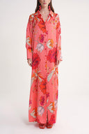 Desenli Arkası bağcık detaylı gömlek elbise 94579