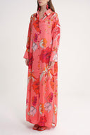 Desenli Arkası bağcık detaylı gömlek elbise 94579