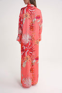 Desenli Arkası bağcık detaylı gömlek elbise 94579