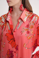 Desenli Arkası bağcık detaylı gömlek elbise 94579