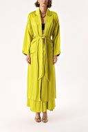 Yeşil Yanları düğmeli salaş trençkot 20403