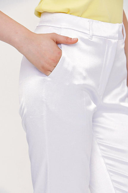 White Elastic waist tube leg pants 41373