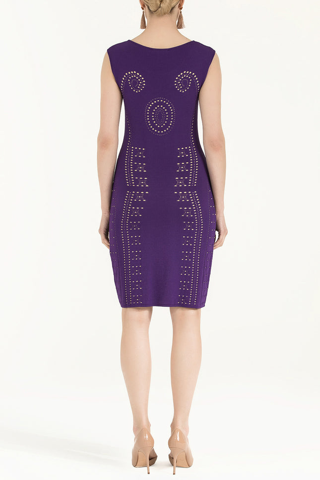 Purple Printed knit  dress  28083