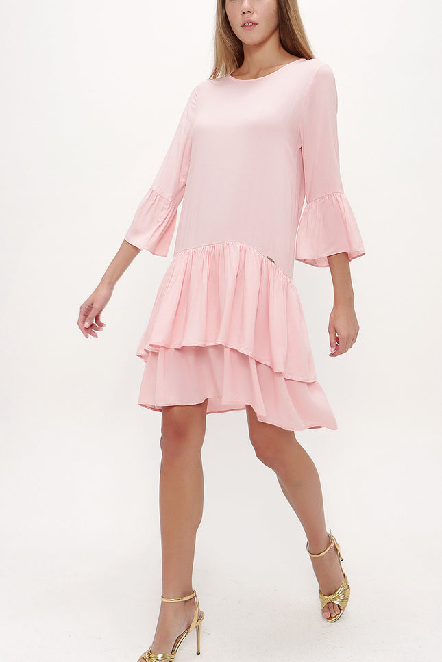 Pink Wide cut ruffled maxi dress 92395