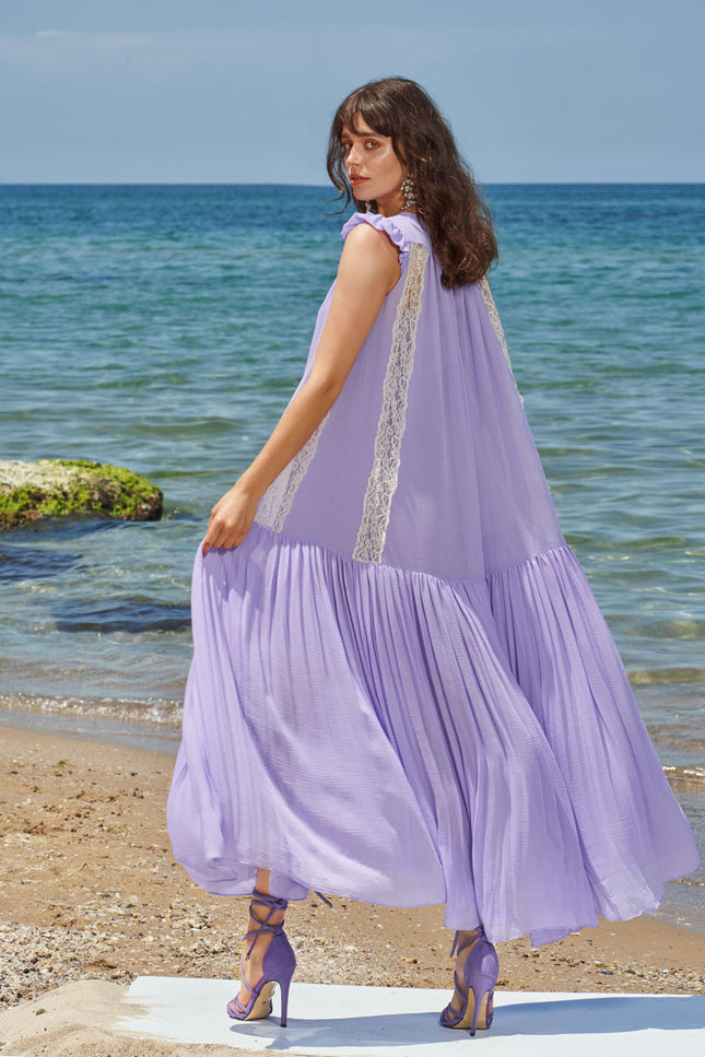 Lilac Laced sleeveless maxi dress 93544