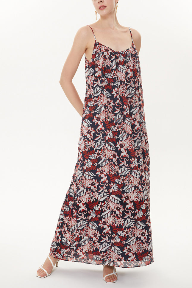Floral Printed Strappy  wide cut dress  93476