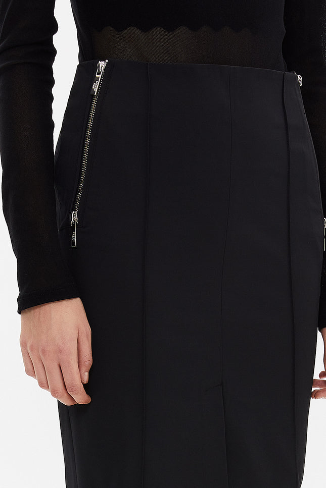 Black Zip detail slim fit skirt 80265