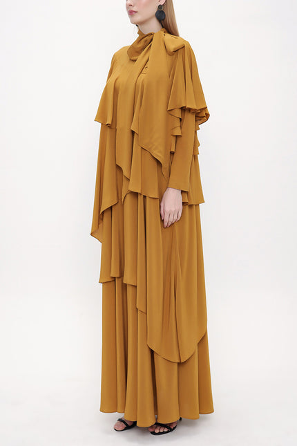 Mustard Asymmetric long dress 93802