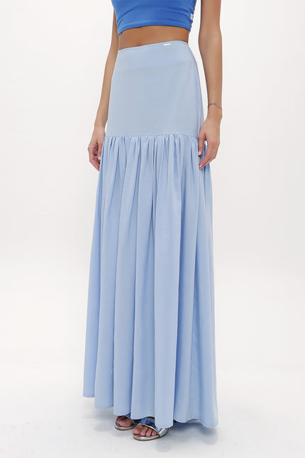 Blue High waist  Printed maxi skirt  81011