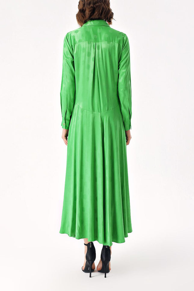 Yeşil Bol kesim uzun elbise 94306