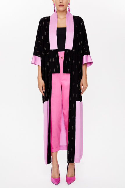 Black Contrast colour maxi kimono 92780