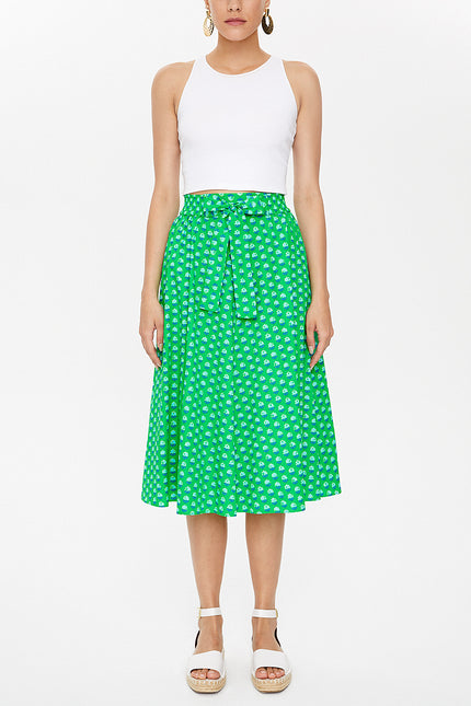 Green Elastic  Printed skirt  81064