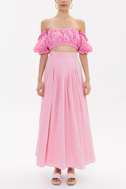 Pink Maxi Pleated skirt 81090