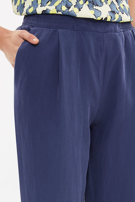 Blue Elastic wide cut pants 41341