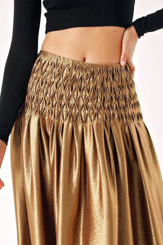 Copper Zippered long skirt with special stitching detail 81263