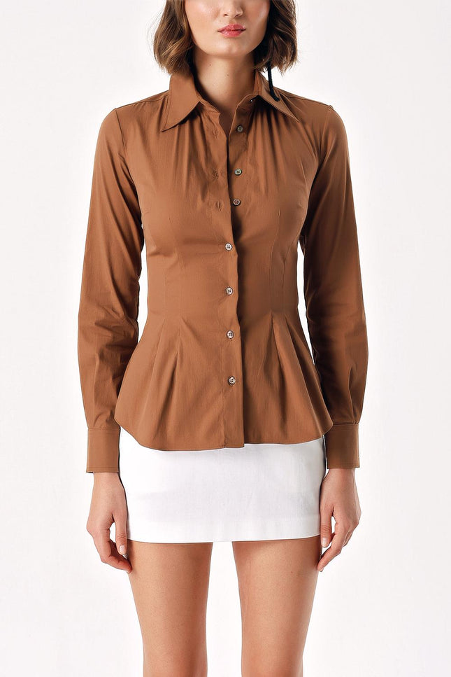 Brown Lycra slim fit shirt 10831