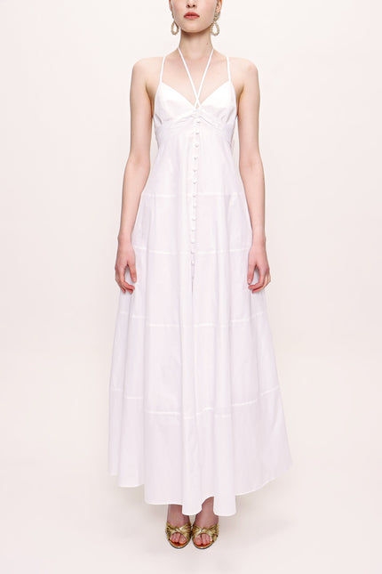 White V neck sleeveless dress 93563