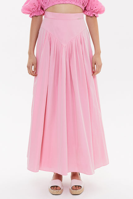 Pink Maxi Pleated skirt 81090