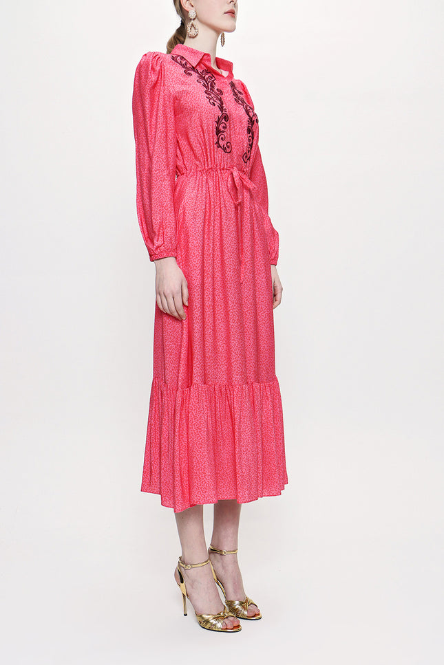 Pink Embroidered viscosa dress 93903