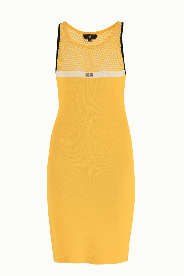 Yellow Net knit  dress  28064