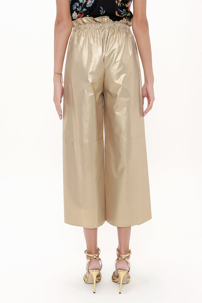Gold Elastic waist wide cut pants 41510