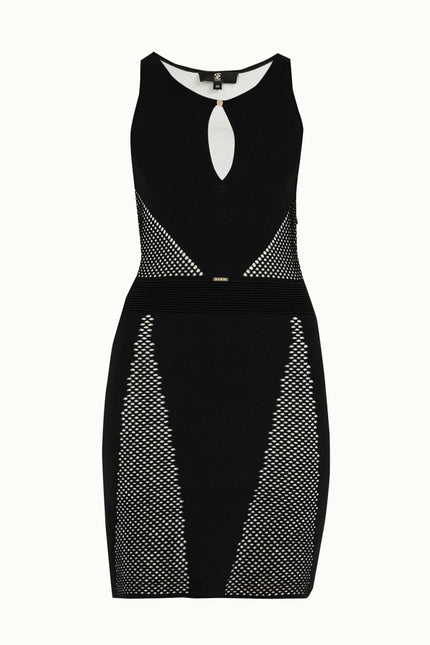 Desen Örgülü Triko Elbise Siyah 28073