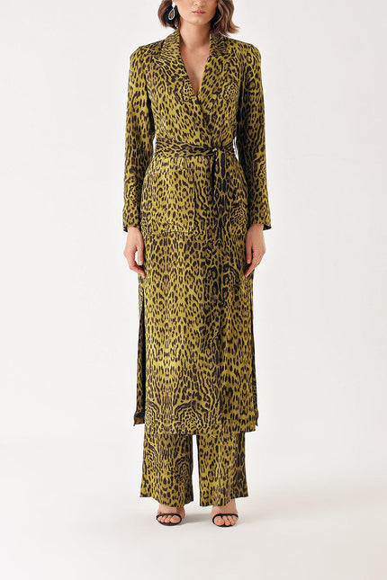 LEOPAR-OLIVE Uzun ceketli pantolon takım 12335