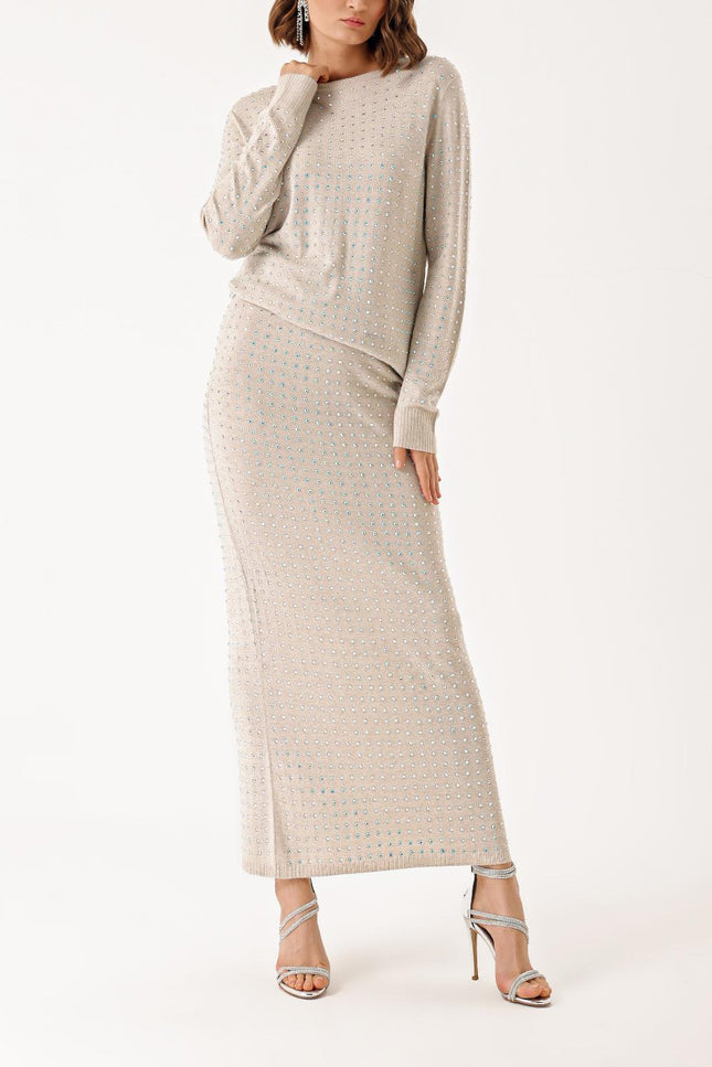 Stone Wool and cashmere blended skirt blouse knitwear suit 28830
