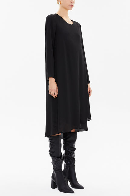 Black Asymmetric, chiffon midi dress 92549