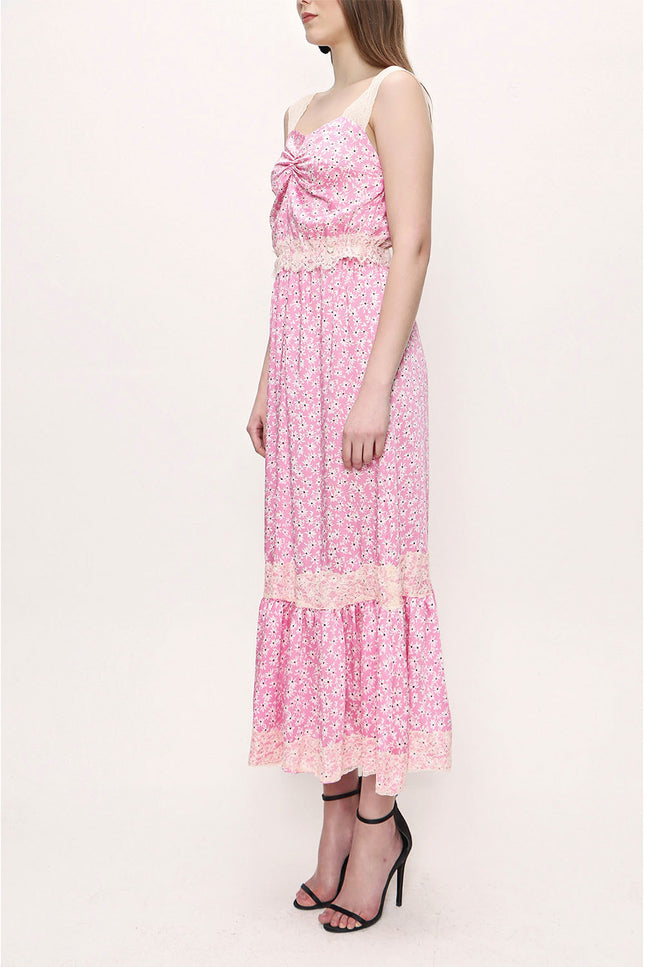 Pink Sleevless Lace dress 93799