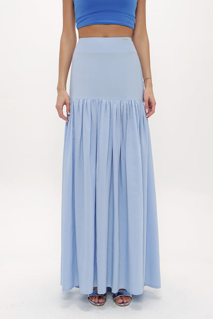 Blue High waist  Printed maxi skirt  81011