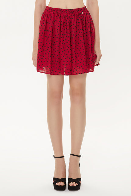Red Patterned Pleated mini dress 81166
