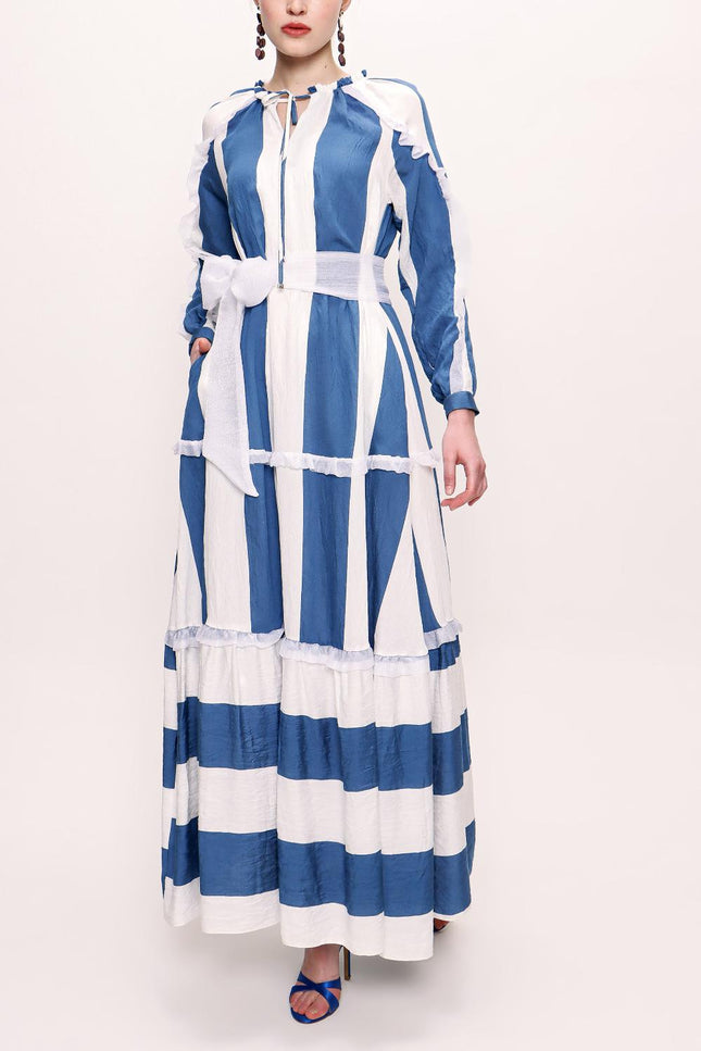 Blue wide cut long dress 93761