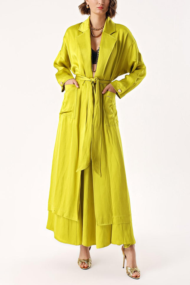 Green Side Button Shabby Chic Trenchcoat 20403