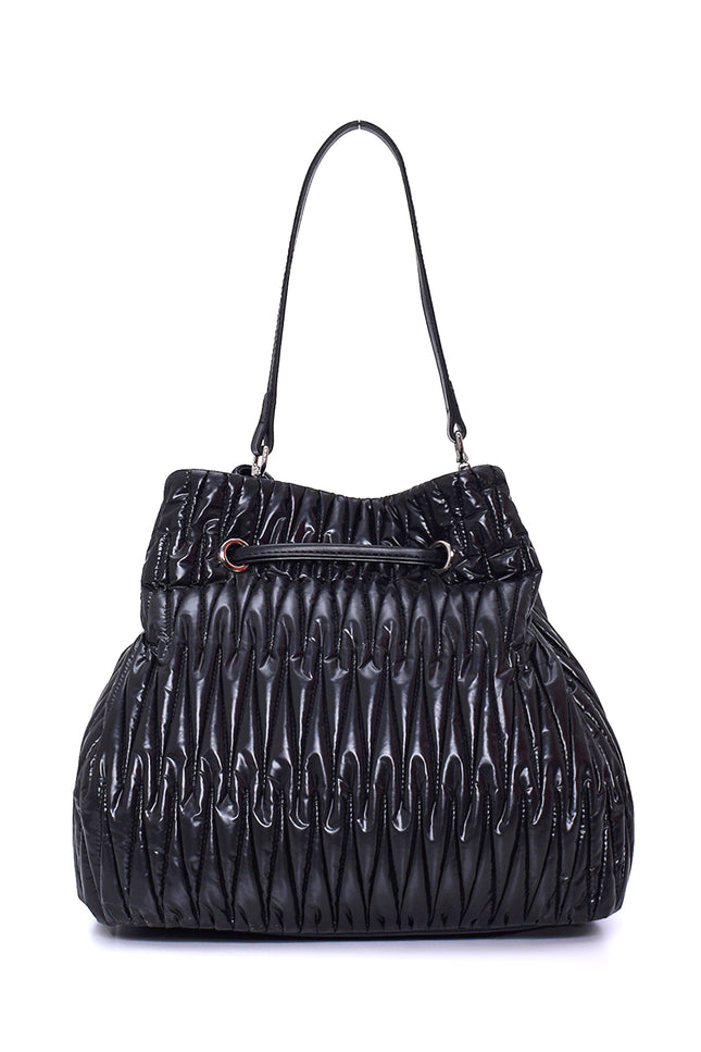 Black Quilted bag with accessory detail 23018