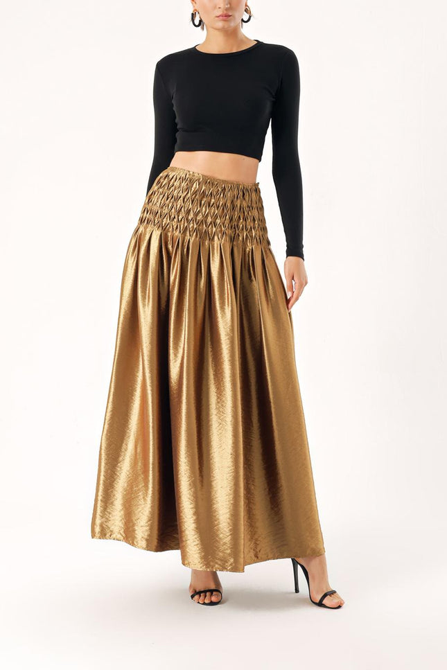 Copper Zippered long skirt with special stitching detail 81263