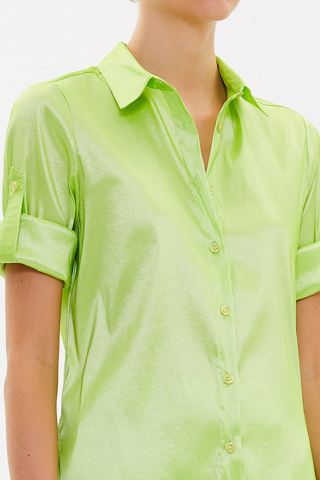 Green Pleated shirt 10735