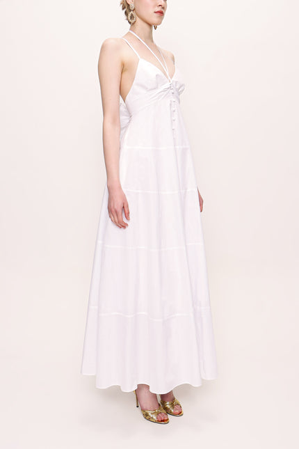White V neck sleeveless dress 93563