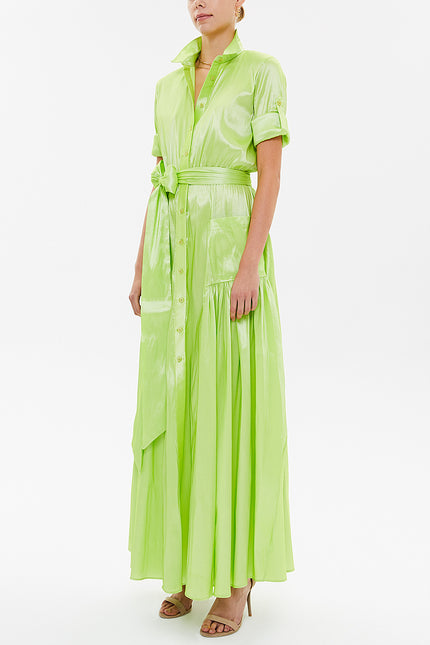 Green Pocket elastic maxi dress 92606