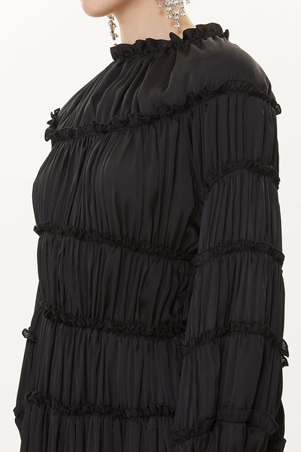 Black Pleated Midi Dress  93333
