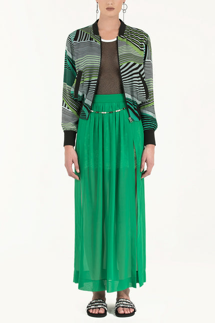 Green Accessorized chiffon skirt 80495