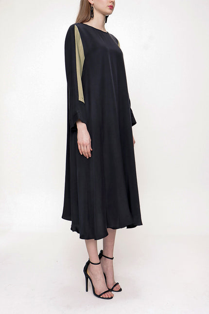 Khaki Black Midi dress 93721