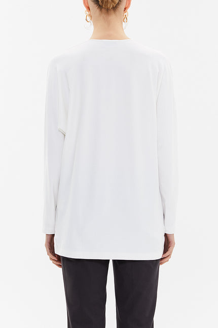 White V-neck  wide cut blouse  19784