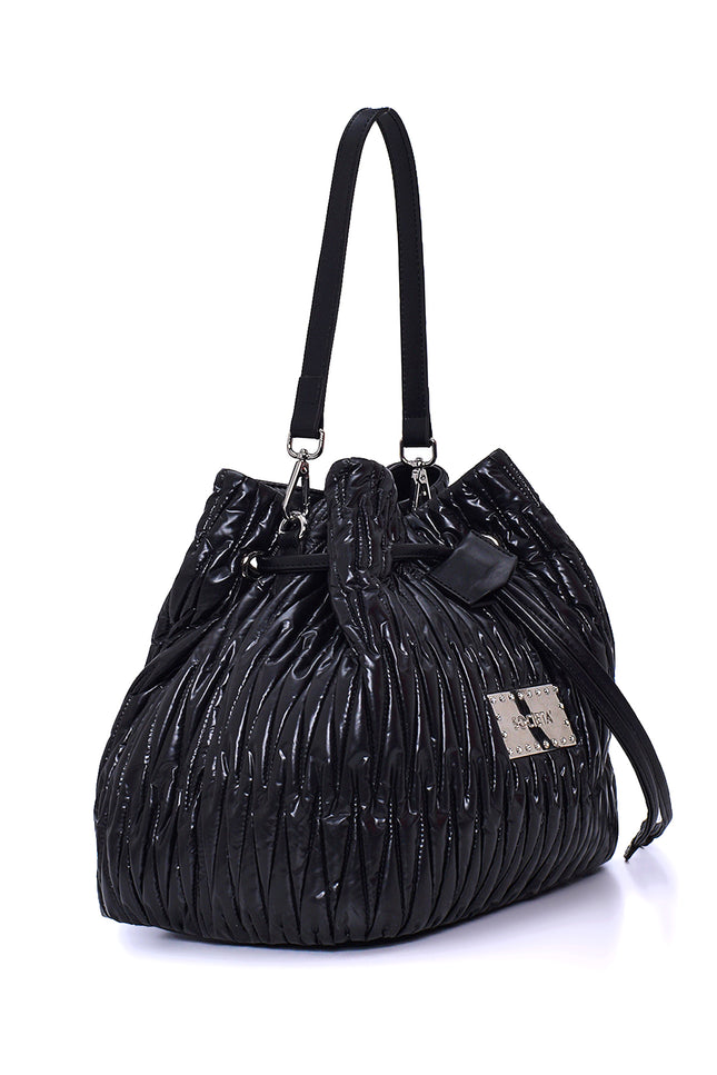 Black Quilted bag with accessory detail 23018